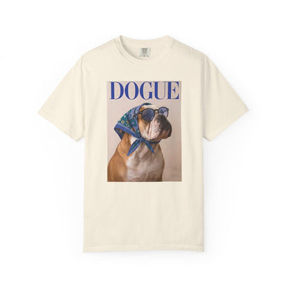 Funny English Bulldog DOGUE Magazine Cover Parody T-Shirt - Chic Dog Tee