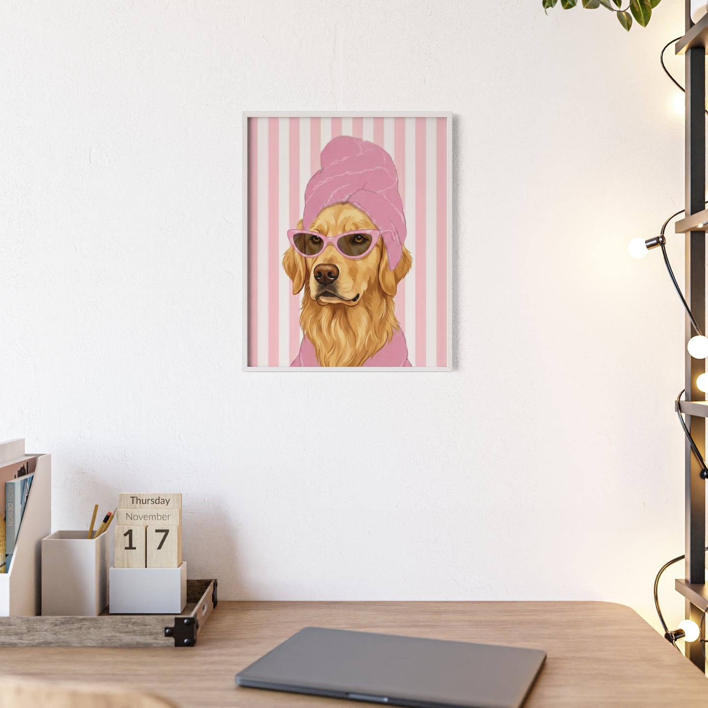 Golden Retriever Bathroom Poster - Funny Dog Spa Art