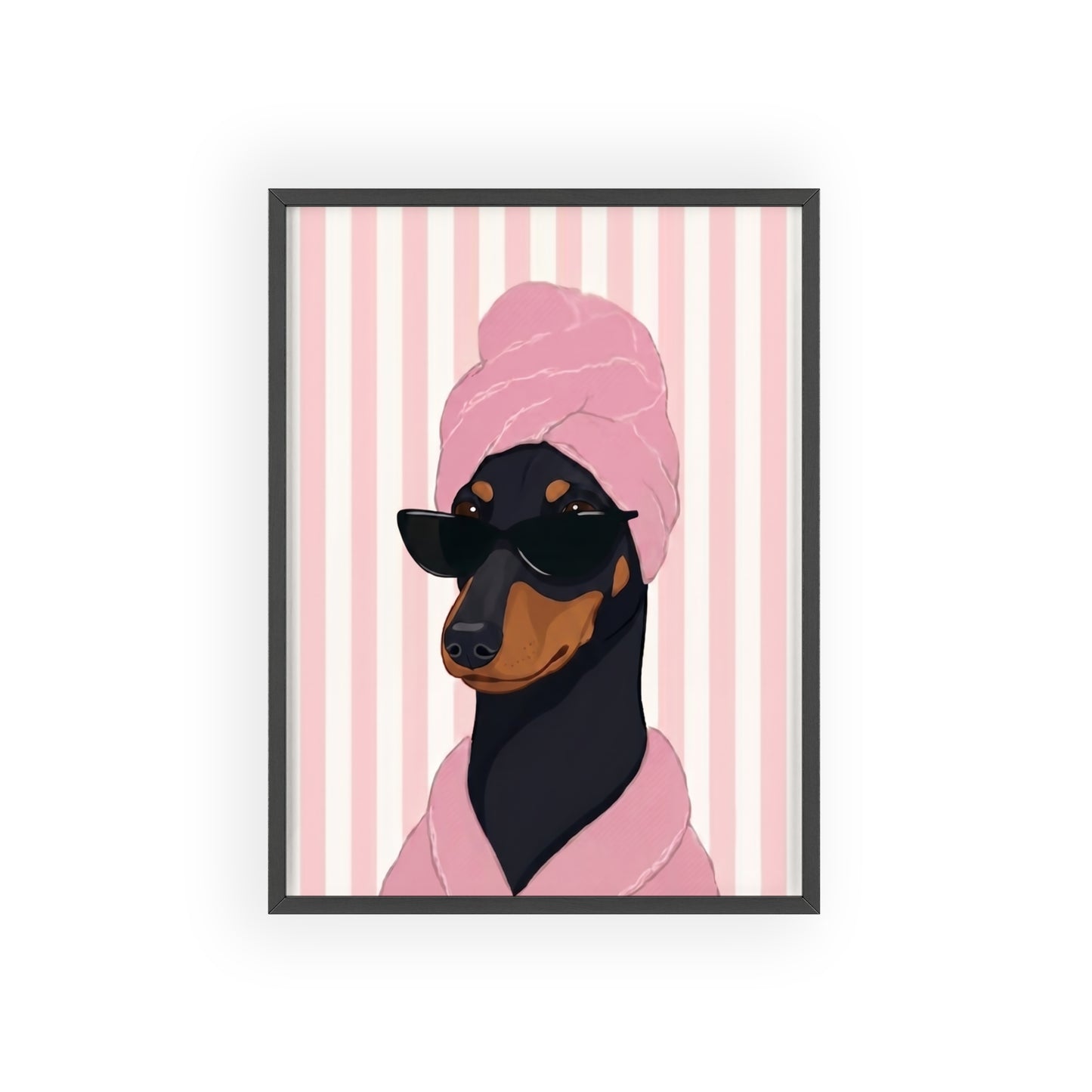 Funny Dachshund Spa Day Framed Poster - Cute Wiener Dog Bathroom Wall Art