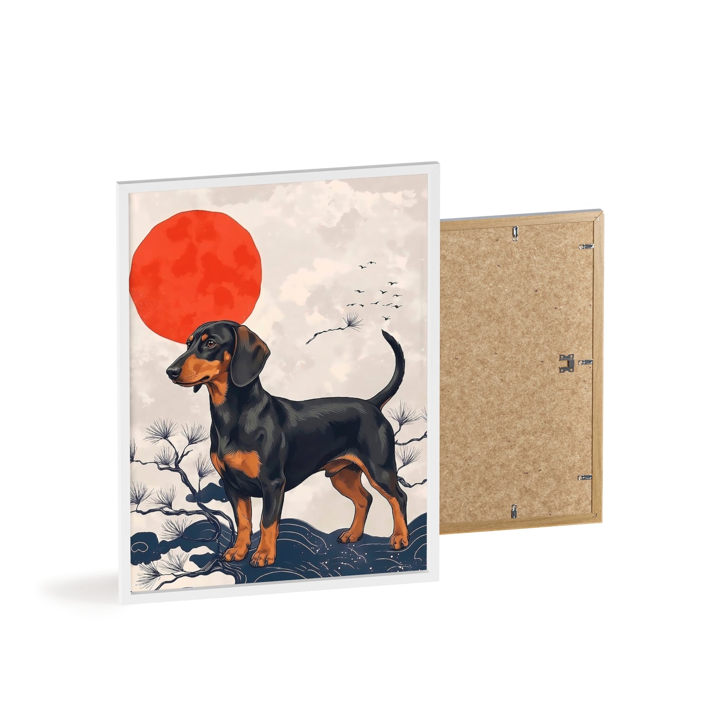 Japanese Ukiyo-e Style Dachshund Poster - Elegant Wiener Dog Wall Art