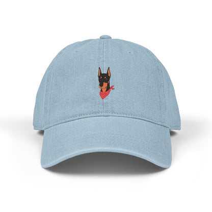 Doberman Washed Cotton Baseball Cap - Vintage Dog Dad Hat