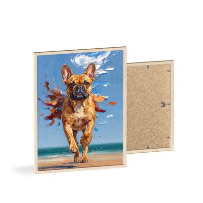 French Bulldog Beach Day Poster - Dynamic Dog Oil Painting Art