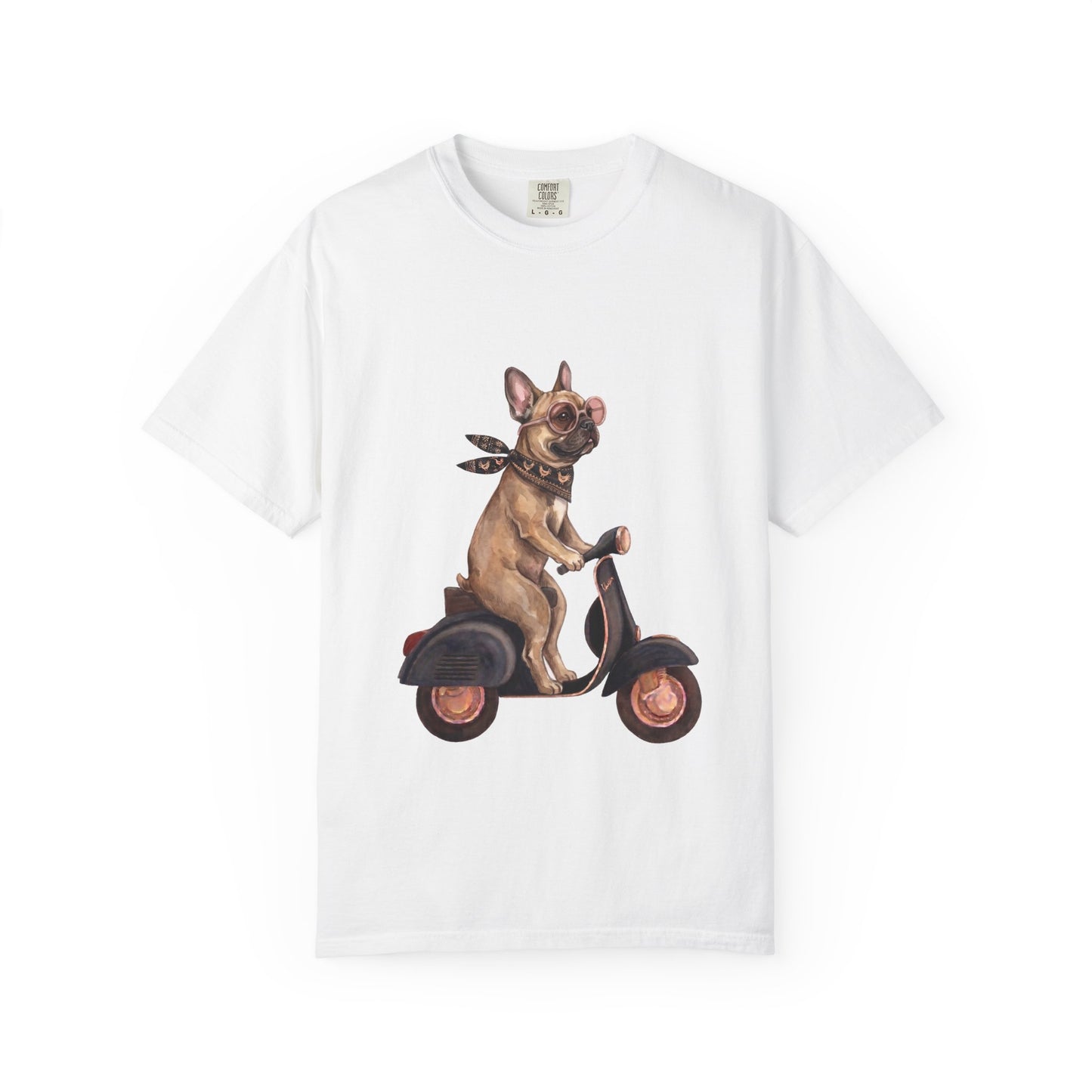 French Bulldog Riding Vintage Scooter T-Shirt - Cool Frenchie Graphic Tee