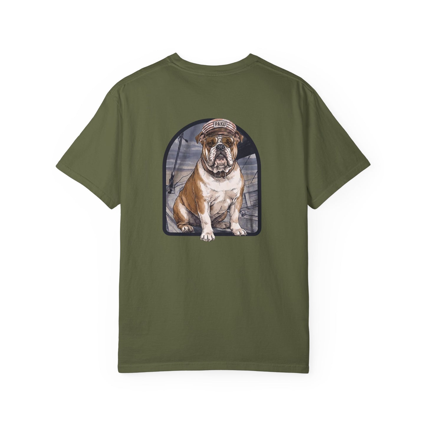 Cool English Bulldog Sailor Captain T-Shirt - Double-Sided Dog Tee