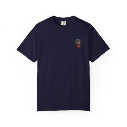 Minimalist Embroidered Dachshund Pocket-Style T-Shirt - Cute Wiener Dog Minimal Tee