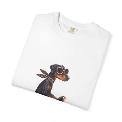 Doberman Pinscher Riding Retro Scooter Watercolor T-Shirt