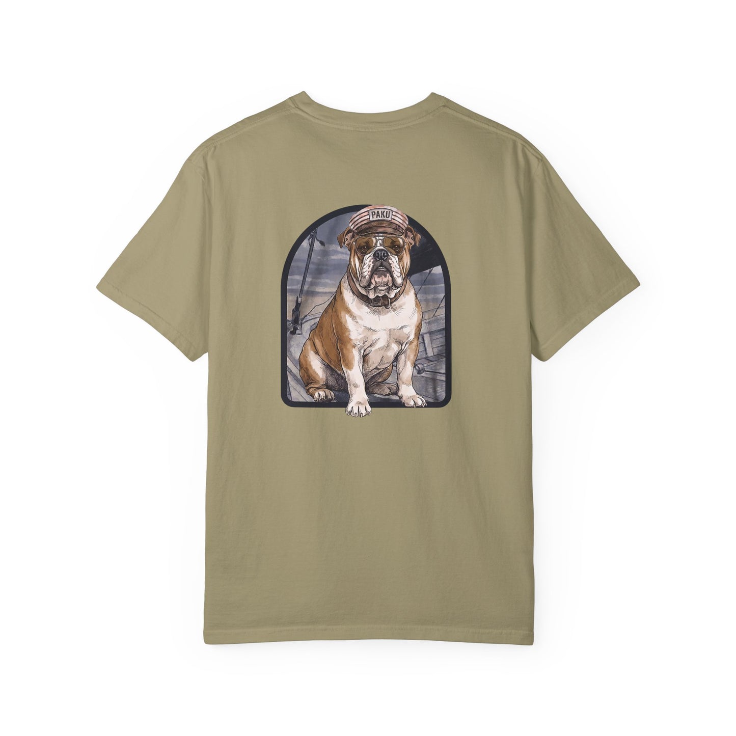 Cool English Bulldog Sailor Captain T-Shirt - Double-Sided Dog Tee
