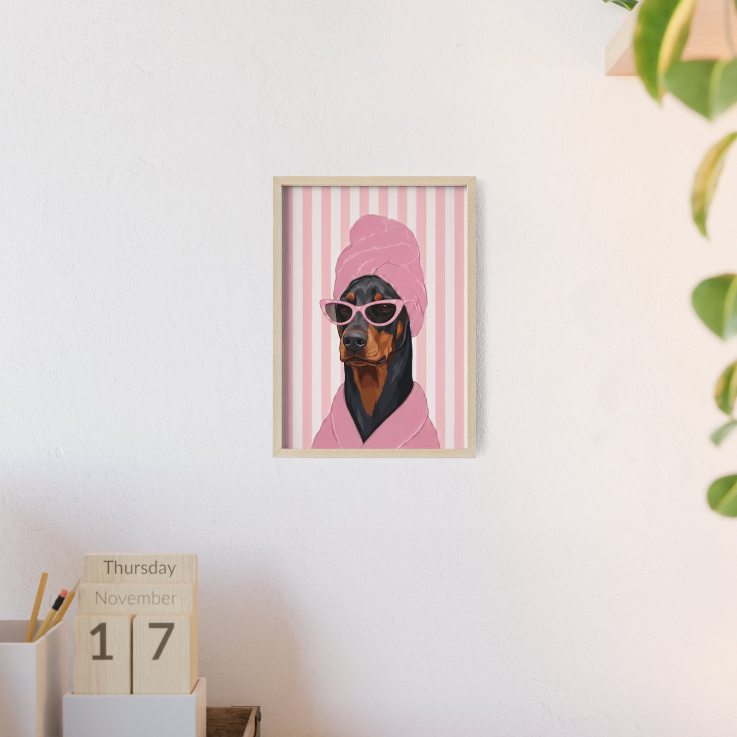 Doberman Bathroom Poster - Funny Dog Spa Wall Art
