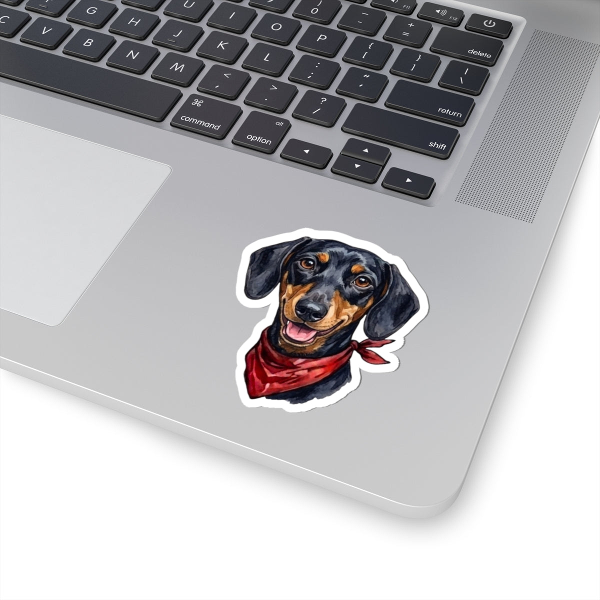 Cute Dachshund Sticker with Red Bandana - Waterproof Vinyl Dog Decal