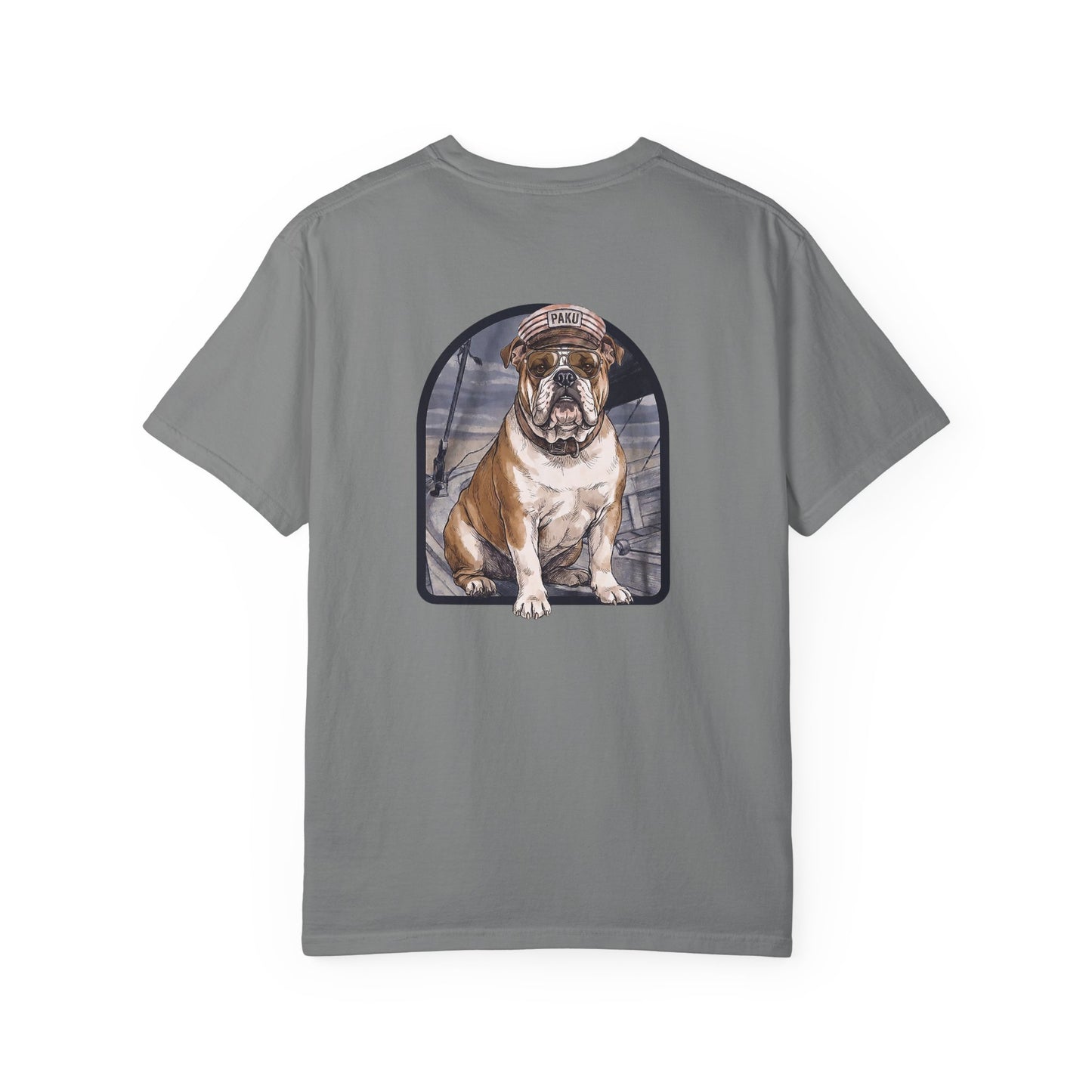 Cool English Bulldog Sailor Captain T-Shirt - Double-Sided Dog Tee
