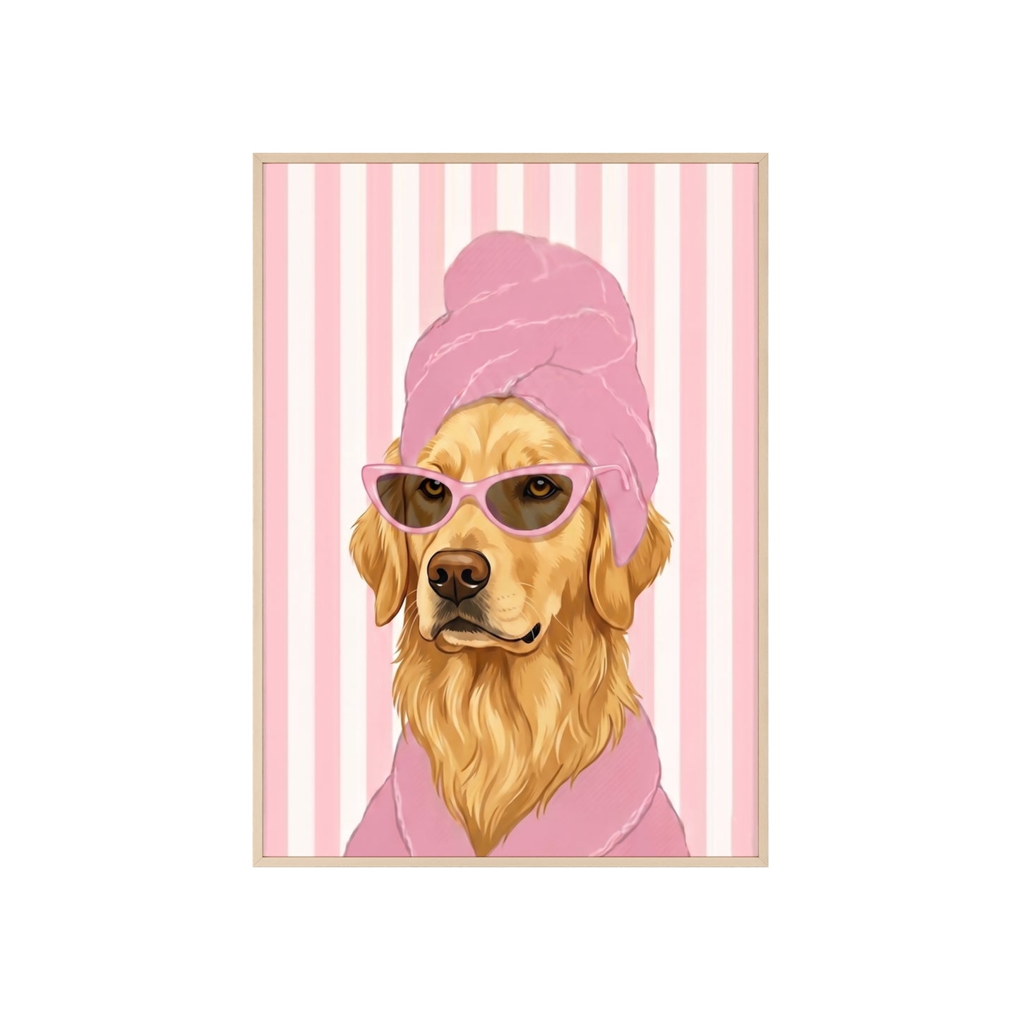 Golden Retriever Bathroom Poster - Funny Dog Spa Art