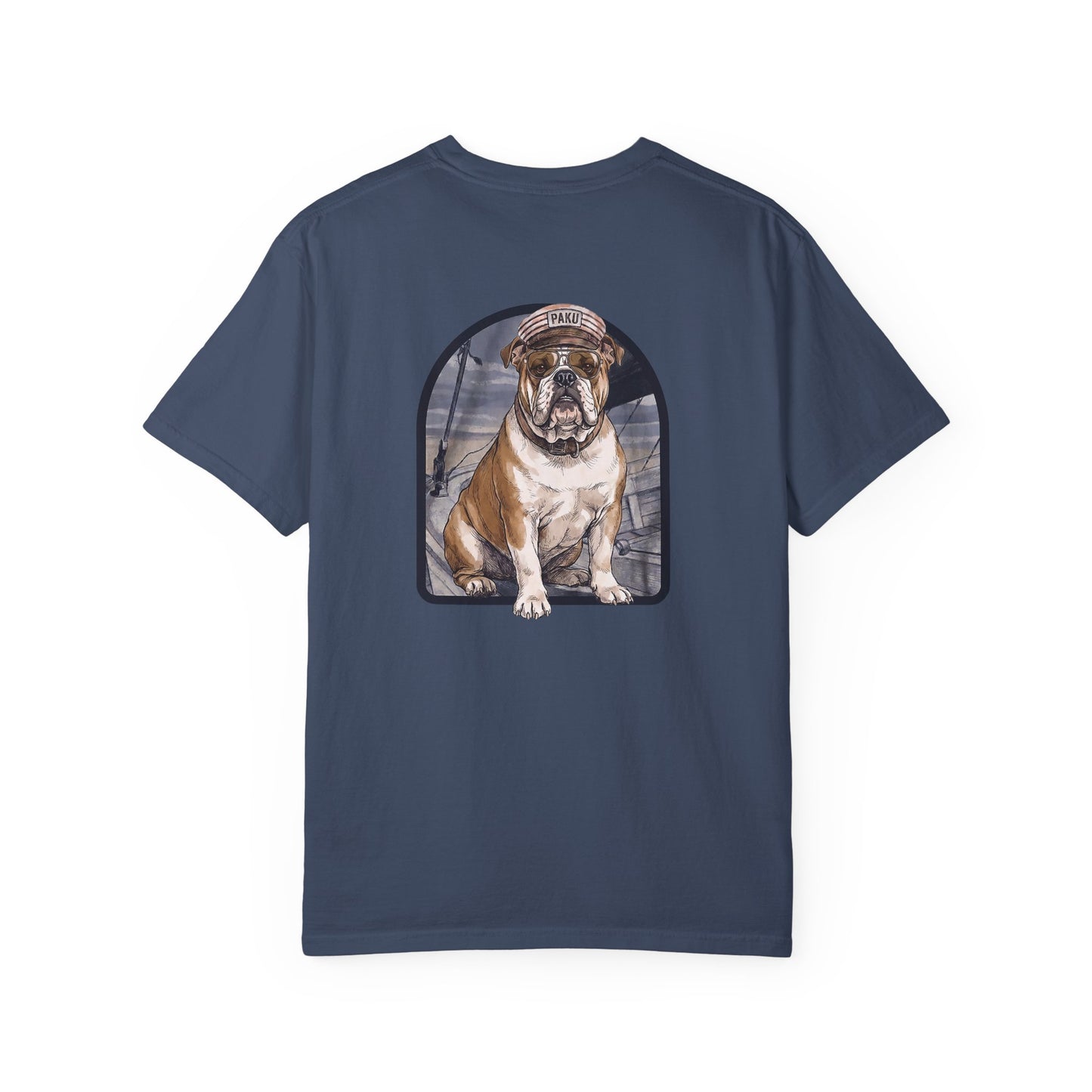 Cool English Bulldog Sailor Captain T-Shirt - Double-Sided Dog Tee