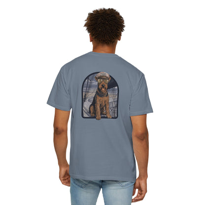 Cool Airedale Terrier Sailor Captain T-Shirt - Double-Sided Dog Tee