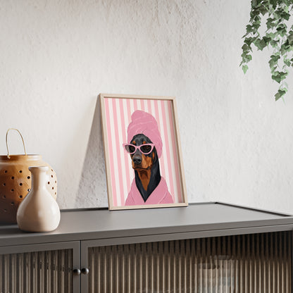 Doberman Bathroom Poster - Funny Dog Spa Wall Art