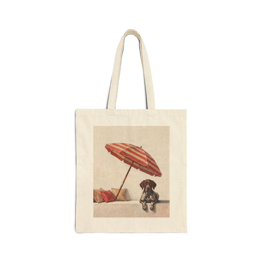 German Shorthaired Pointer Beach Day Vintage Art Tote Bag | Cute GSP Summer Bag
