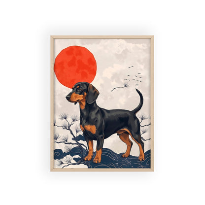 Japanese Ukiyo-e Style Dachshund Poster - Elegant Wiener Dog Wall Art