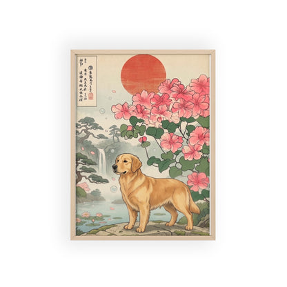 Golden Retriever Japanese Style Art Poster & Print