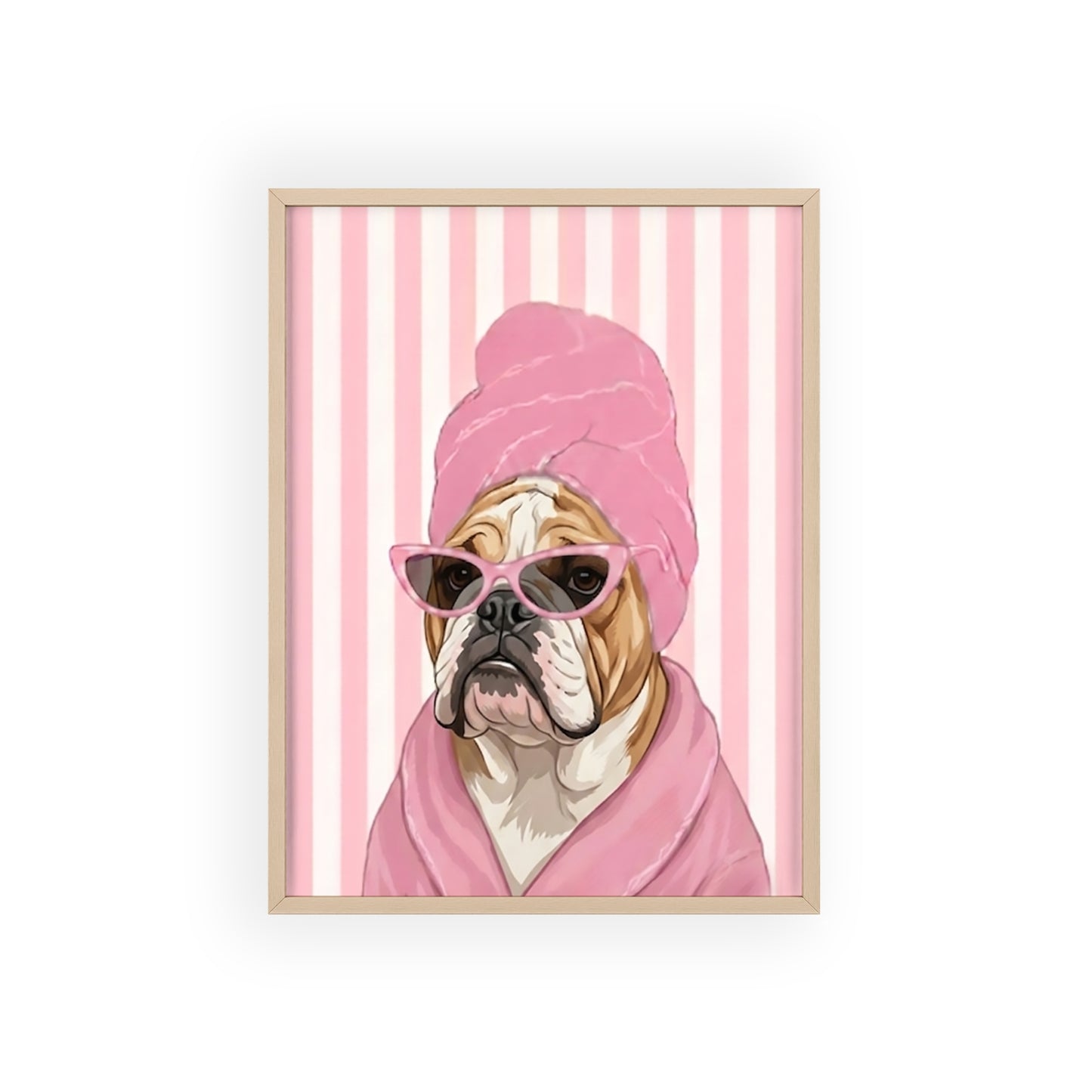 Funny English Bulldog Spa Day Framed Poster - Cute Bathroom Dog Wall Art