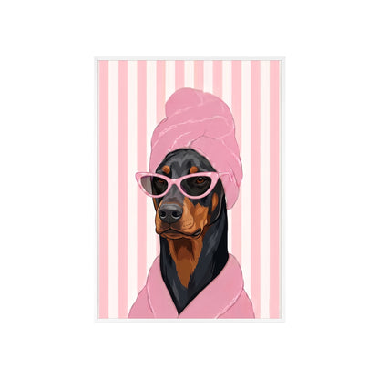 Doberman Bathroom Poster - Funny Dog Spa Wall Art