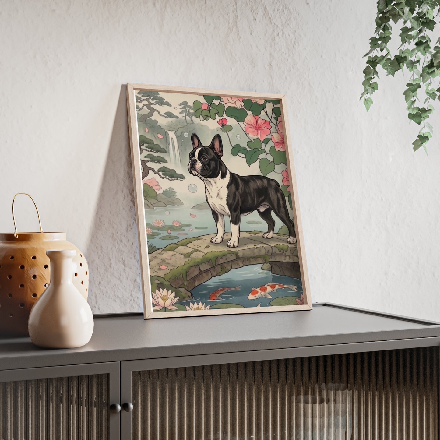 French Bulldog Japanese Style Art Poster - Vintage Frenchie Ukiyo-e Wall Art