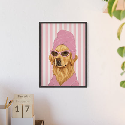 Golden Retriever Bathroom Poster - Funny Dog Spa Art