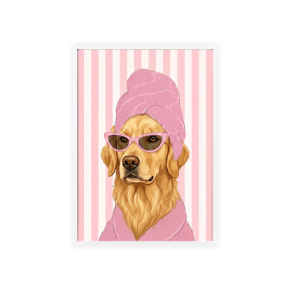 Golden Retriever Bathroom Poster - Funny Dog Spa Art