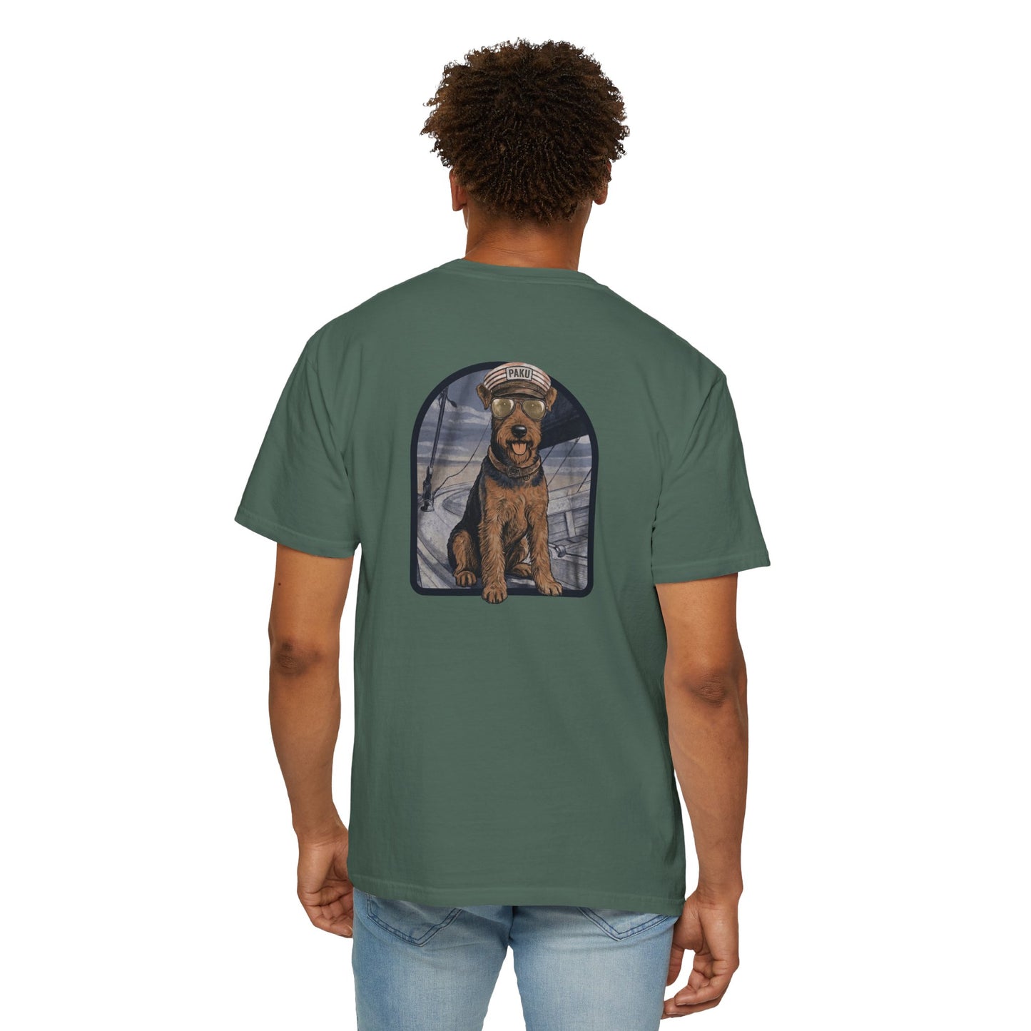 Cool Airedale Terrier Sailor Captain T-Shirt - Double-Sided Dog Tee