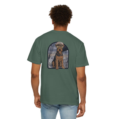 Cool Airedale Terrier Sailor Captain T-Shirt - Double-Sided Dog Tee