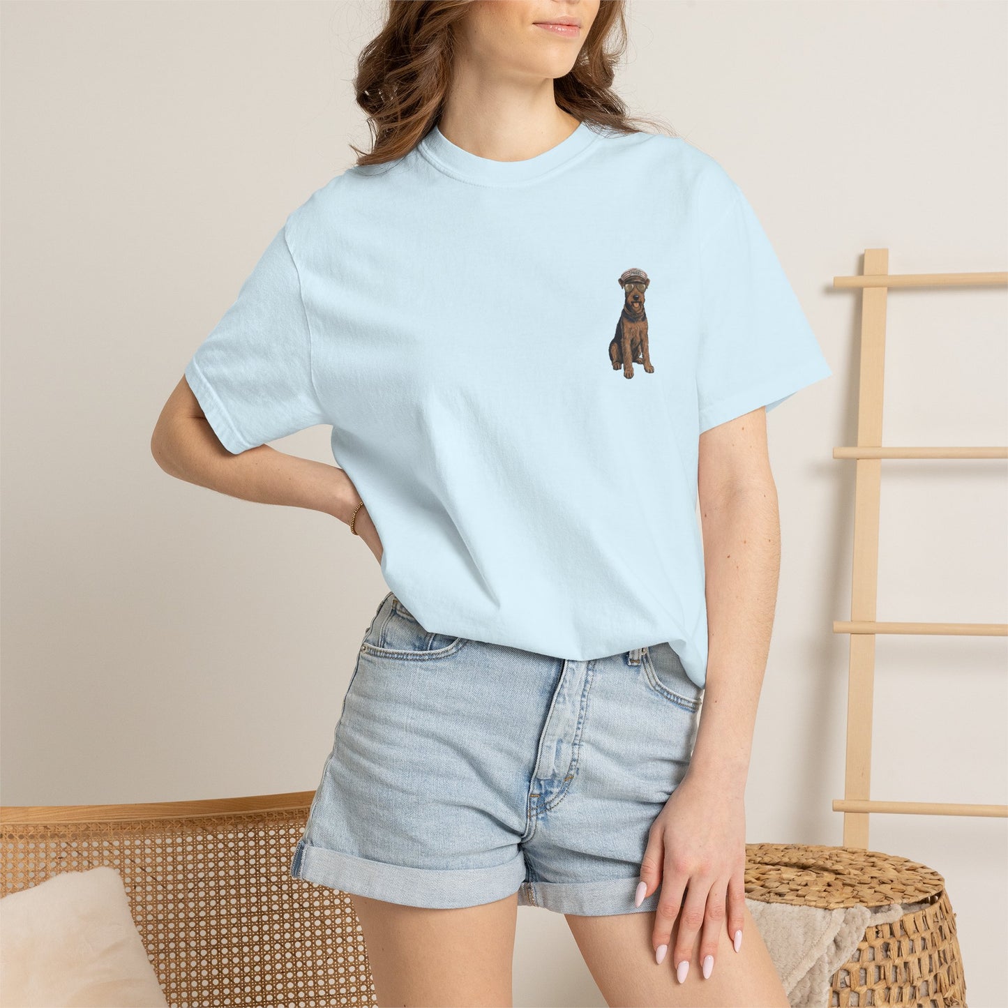 Cool Airedale Terrier Sailor Captain T-Shirt - Double-Sided Dog Tee