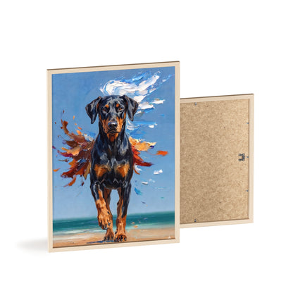 Doberman Beach Day Poster - Dynamic Dog Oil Painting Art