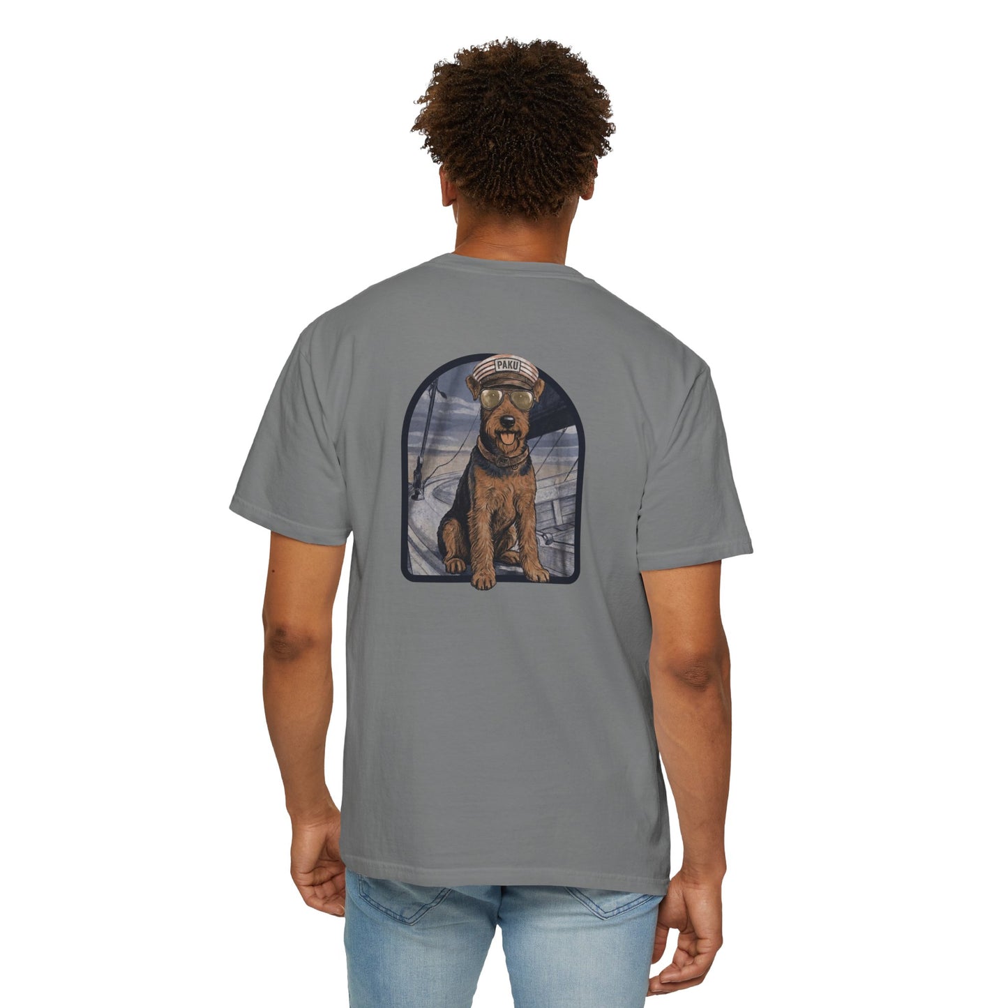 Cool Airedale Terrier Sailor Captain T-Shirt - Double-Sided Dog Tee