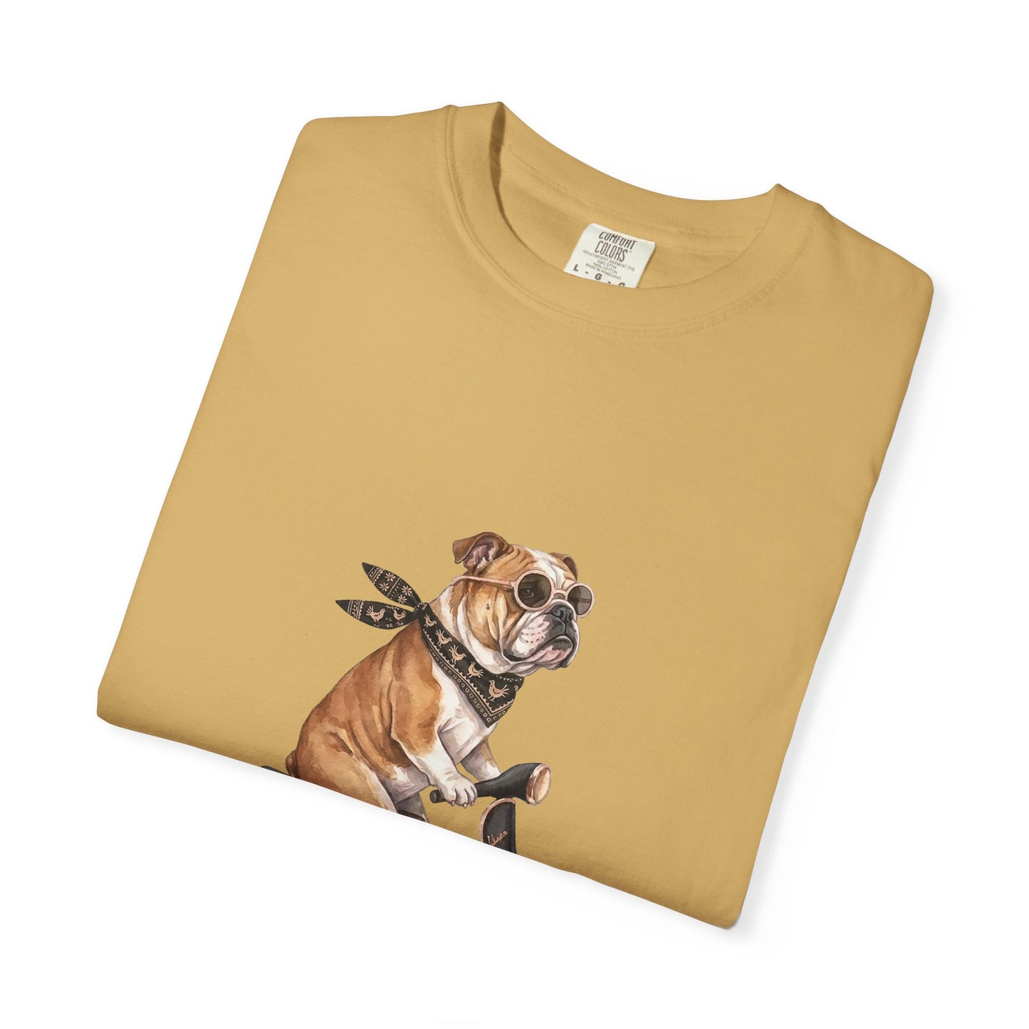 Funny English Bulldog Riding Vintage Scooter T-Shirt - Retro Dog Graphic Tee