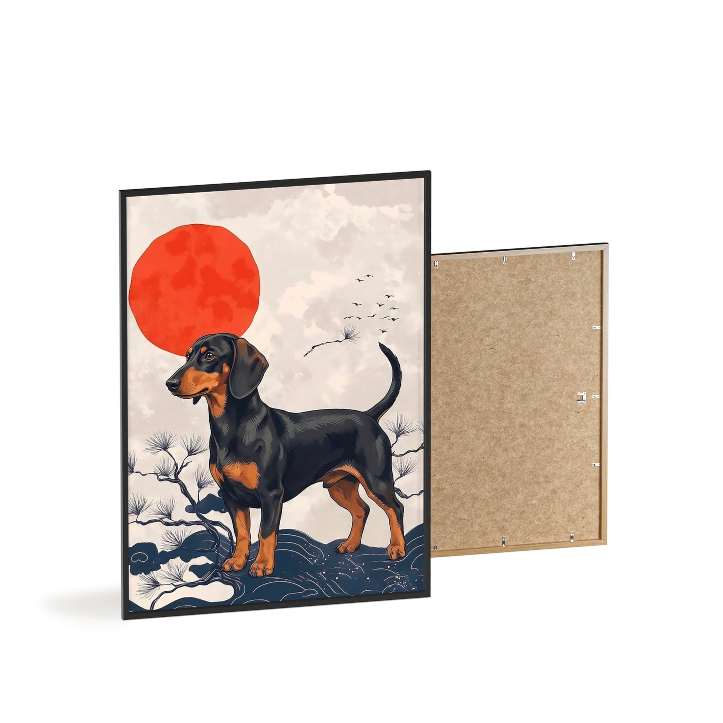 Japanese Ukiyo-e Style Dachshund Poster - Elegant Wiener Dog Wall Art