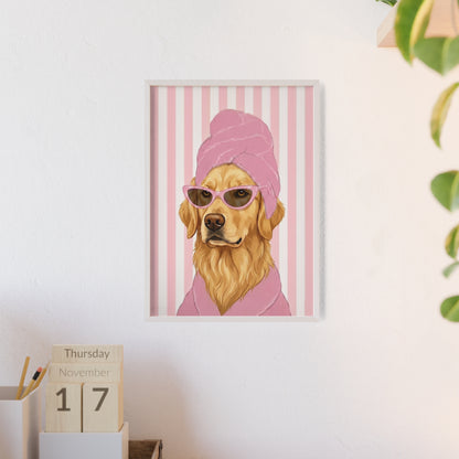 Golden Retriever Bathroom Poster - Funny Dog Spa Art