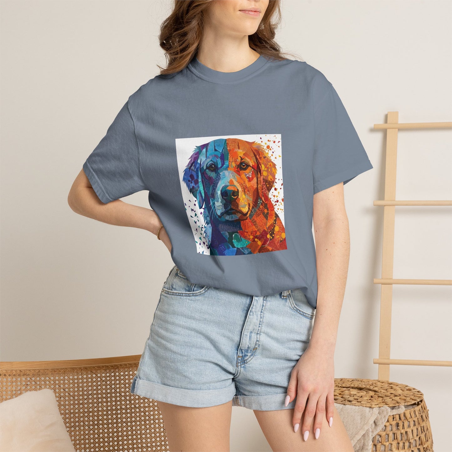 Golden Retriever Abstract Art Graphic T-Shirt - Colorful Pop Art Dog Tee