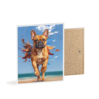 French Bulldog Beach Day Poster - Dynamic Dog Oil Painting Art