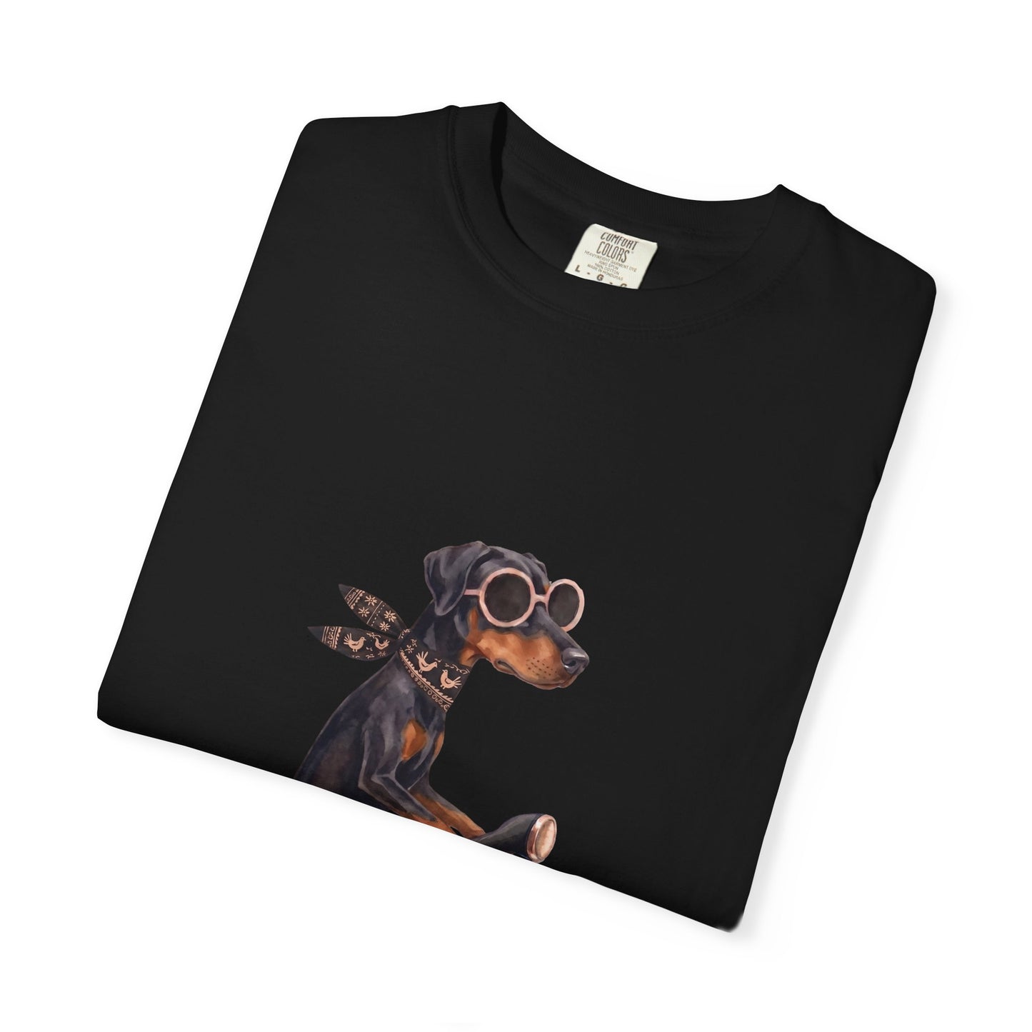 Doberman Pinscher Riding Retro Scooter Watercolor T-Shirt