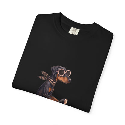 Doberman Pinscher Riding Retro Scooter Watercolor T-Shirt