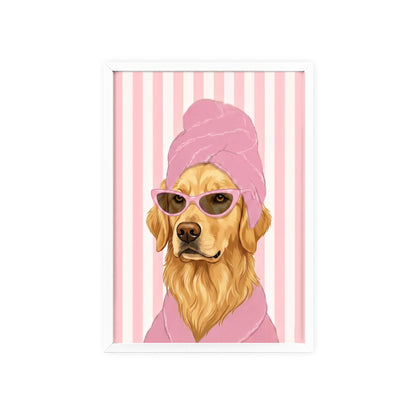 Golden Retriever Bathroom Poster - Funny Dog Spa Art