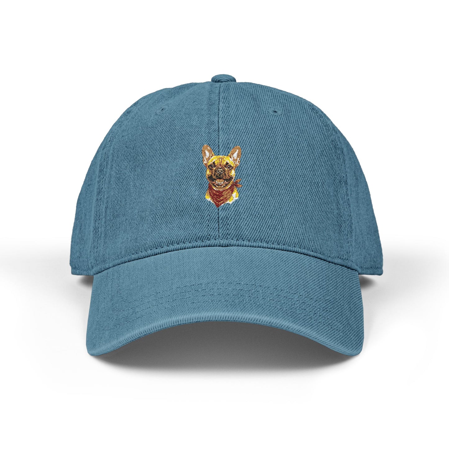 French Bulldog Washed Denim Baseball Cap - Vintage Frenchie Dad Hat