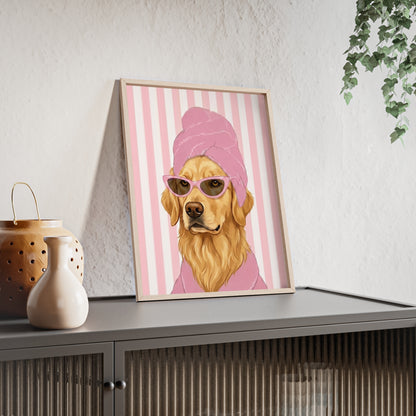 Golden Retriever Bathroom Poster - Funny Dog Spa Art
