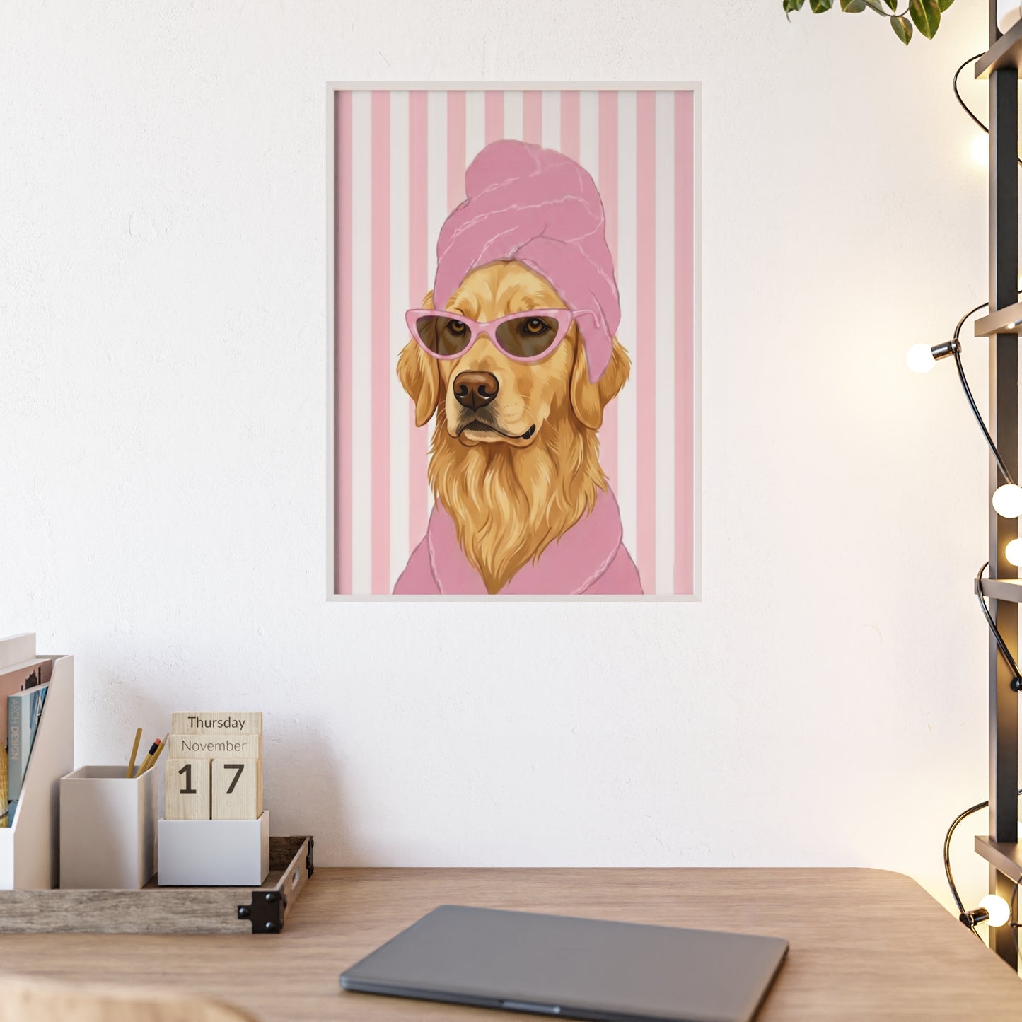 Golden Retriever Bathroom Poster - Funny Dog Spa Art