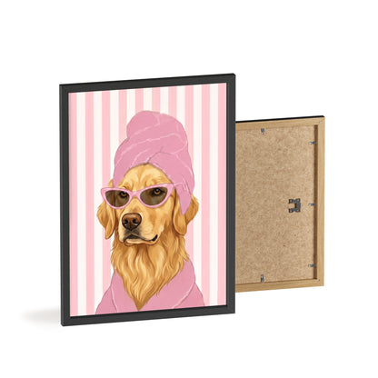 Golden Retriever Bathroom Poster - Funny Dog Spa Art