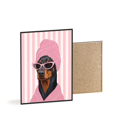 Doberman Bathroom Poster - Funny Dog Spa Wall Art