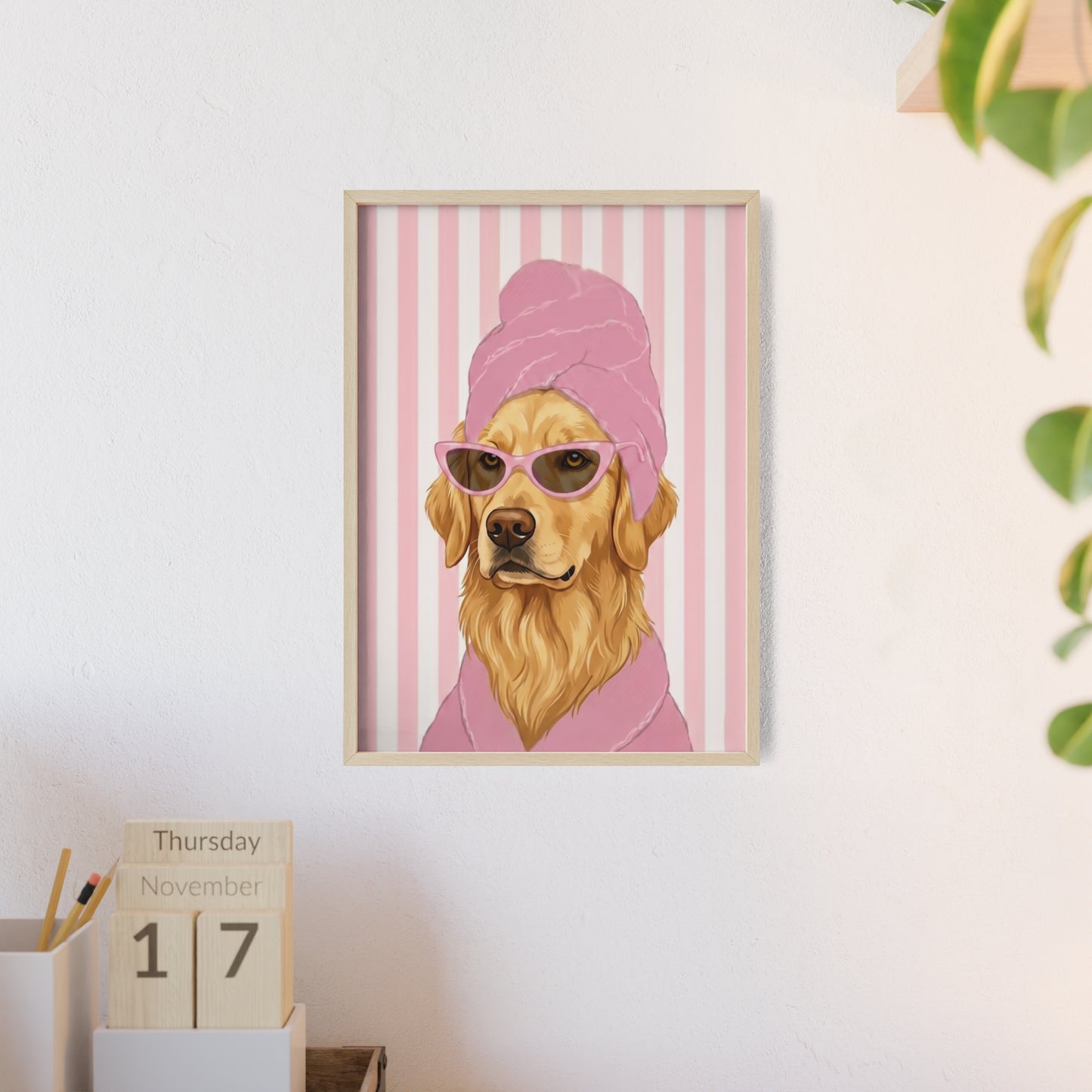 Golden Retriever Bathroom Poster - Funny Dog Spa Art