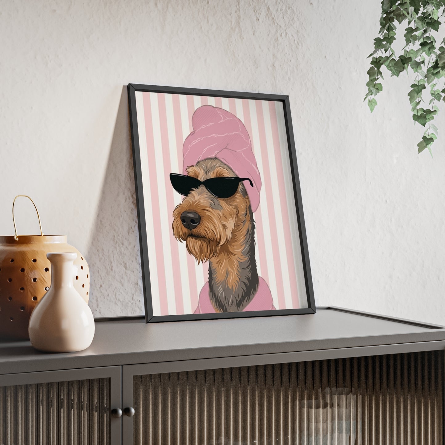 Airedale Terrier Bathroom Art Decor | Funny Dog Spa Poster & Canvas