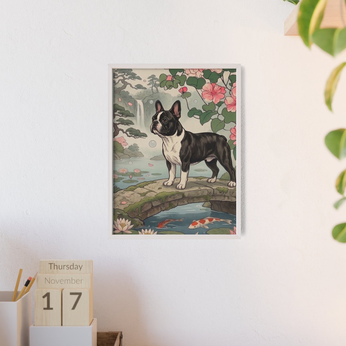 French Bulldog Japanese Style Art Poster - Vintage Frenchie Ukiyo-e Wall Art