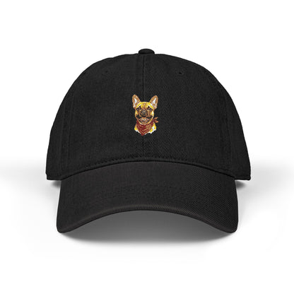 French Bulldog Washed Denim Baseball Cap - Vintage Frenchie Dad Hat