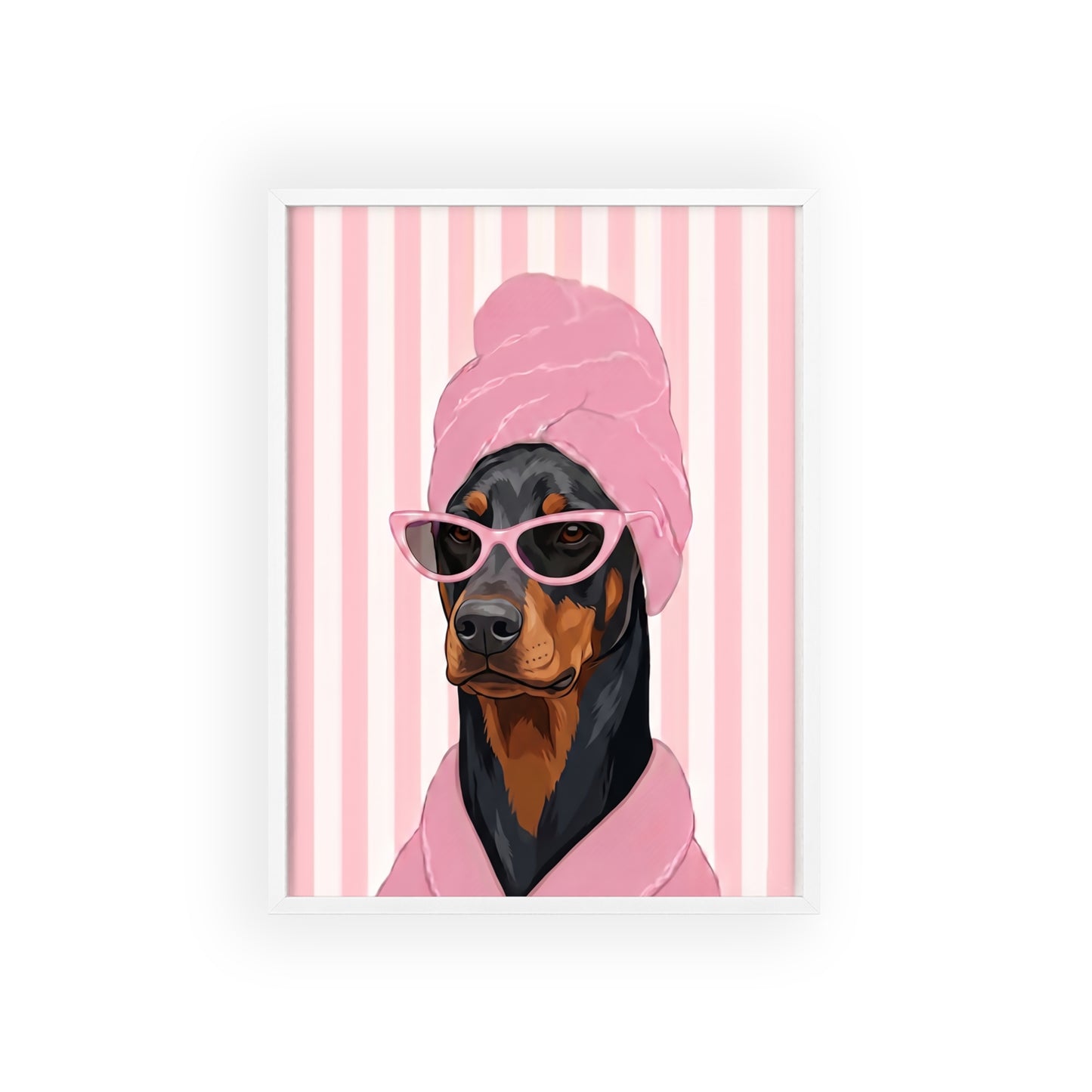 Doberman Bathroom Poster - Funny Dog Spa Wall Art