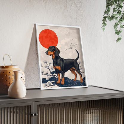 Japanese Ukiyo-e Style Dachshund Poster - Elegant Wiener Dog Wall Art